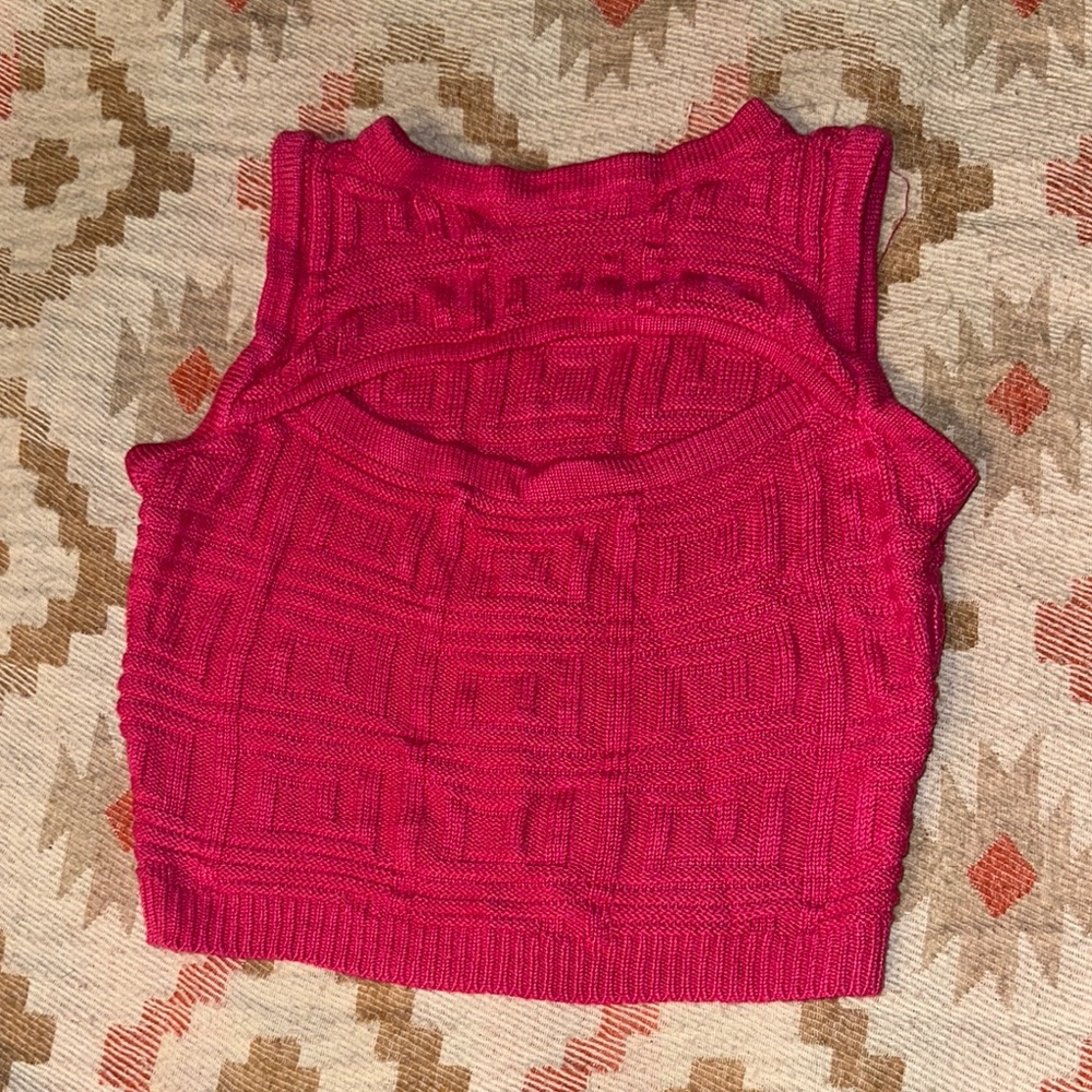 Pink Sleeveless Knit Crop Top